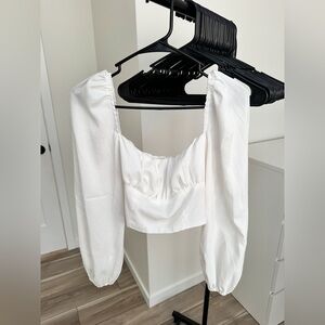 Princess Polly White Ariah Long Sleeve Top